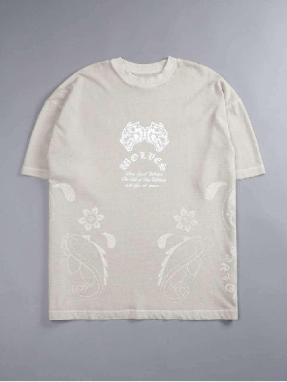 Darc Sport TWO WOLVES "PREMIUM VINTAGE" oversized unisex tee light green Large